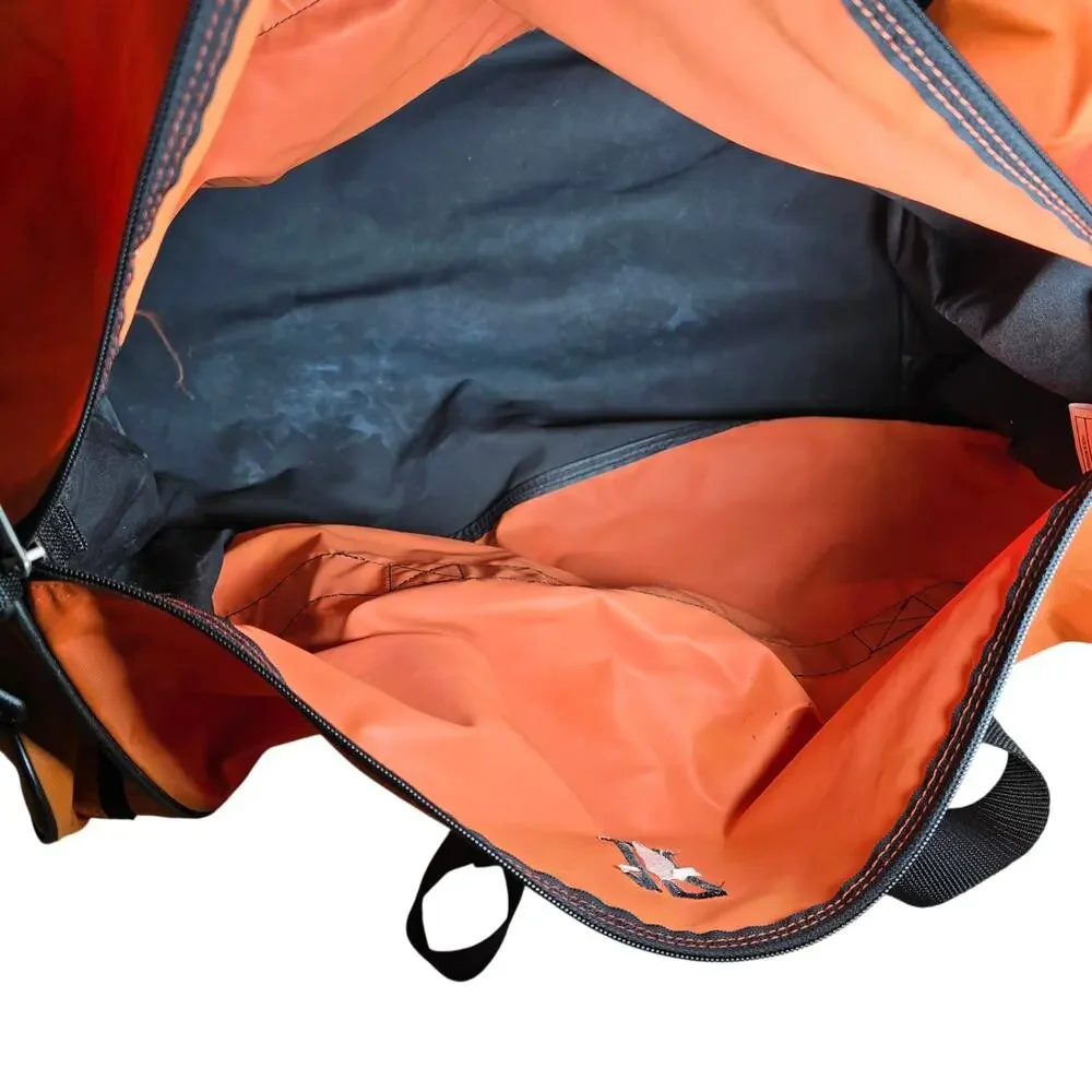 Nike Swoosh Gym Travel Duffle Bag Multiple Compartments Adjustable Strap Orange